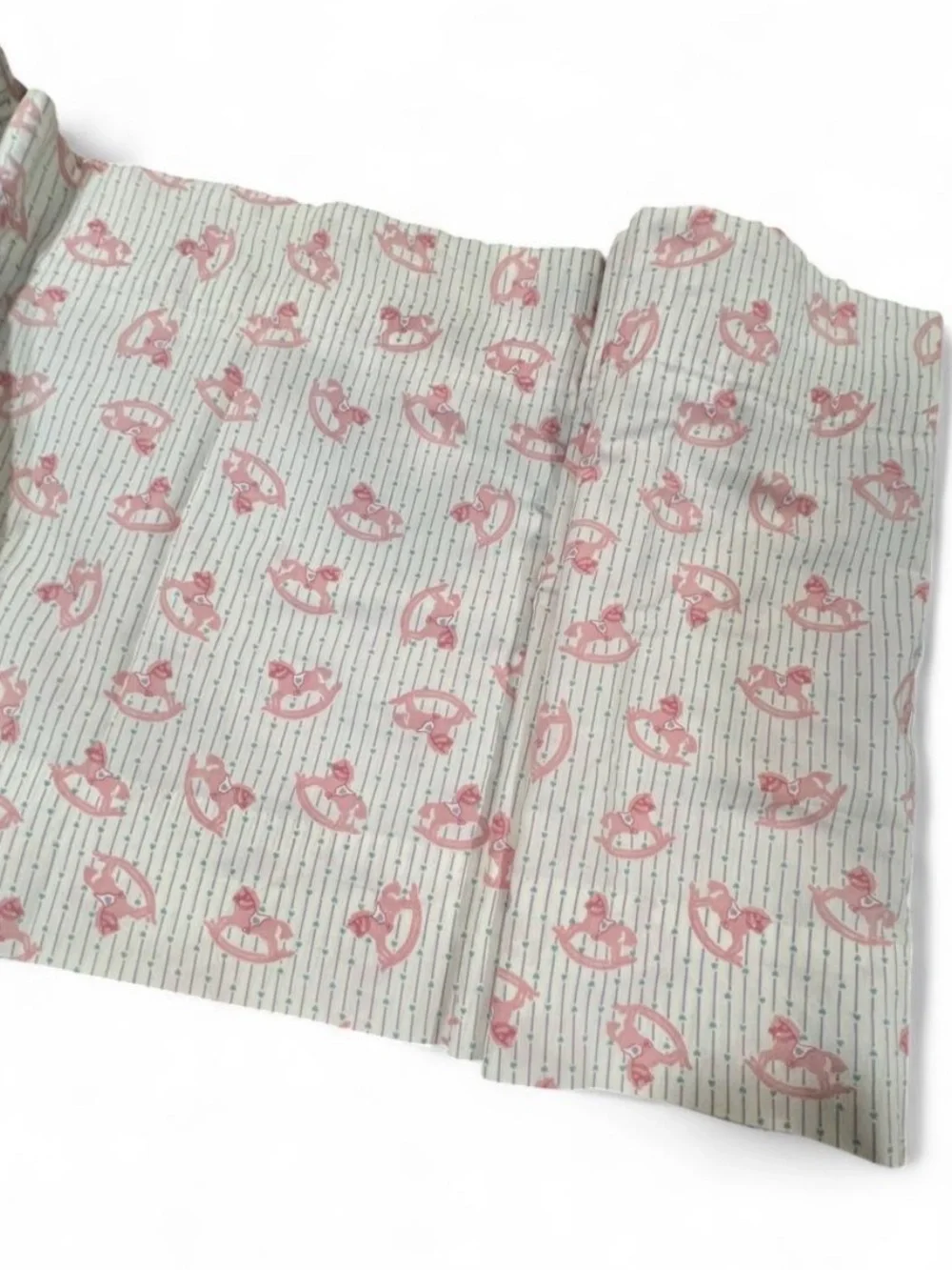 Handmade Pink Rocking Horse Print Cotton Fabric Valance